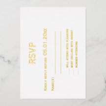 Real Gold Foil Elegante Gay Wedding RSVP Cards