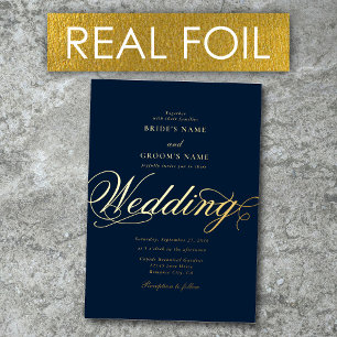 Real Gold Foil Elegante Klassische Hochzeit der Lu Folieneinladung