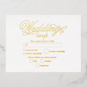 Real Gold Foil Elegante Luxuriöse White Wedding RS Folie Einladungspostkarte