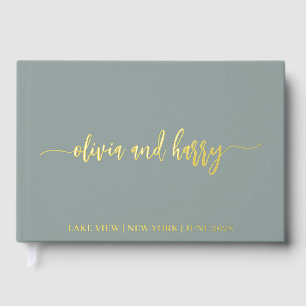 Real Gold Foil Elegante Moderne Namen Gästebuch