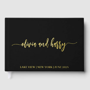 Real Gold Foil Elegante Moderne Namen Gästebuch
