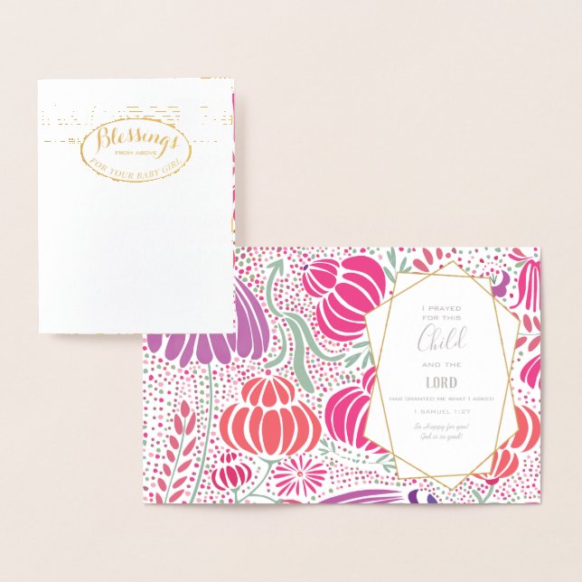 Real Gold Foil Floral Baby Dusche Segnungen Folienkarte (Anzeige)