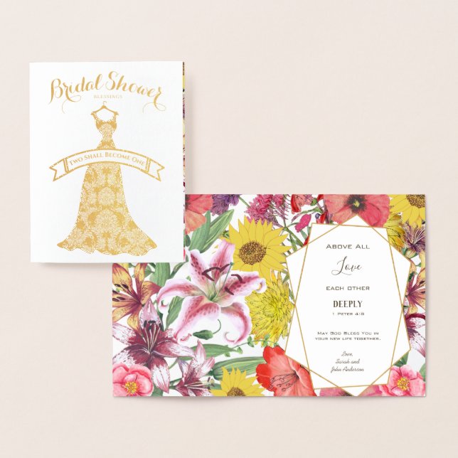Real Gold Foil Floral Brautparty Gratulation Folienkarte (Anzeige)
