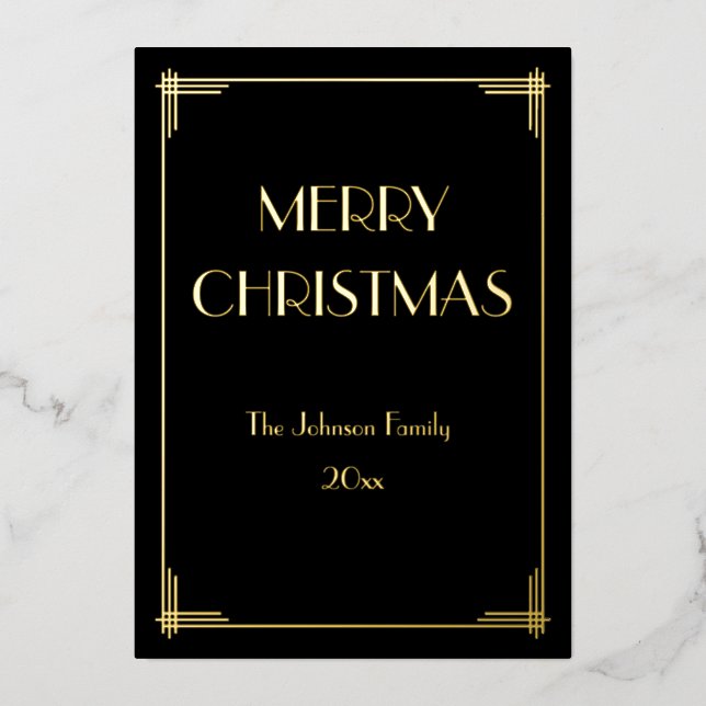 Real Gold Foil Frohe Weihnachtskarte Folieneinladung (Vorderseite)
