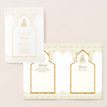 REAL Gold Foil Islamic Wedding Einladung NIKAH
