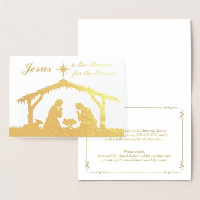 REAL Gold Foil Jesus ist die Geburtskarte 2 Folienkarte (Anzeige)