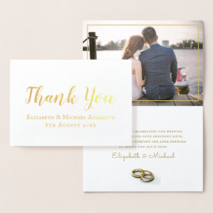 REAL GOLD FOIL Klassische weiße Hochzeit DANK Folienkarte