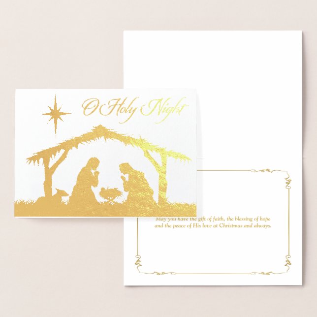 REAL Gold Foil O Holy Night Nativcard Folienkarte (Anzeige)