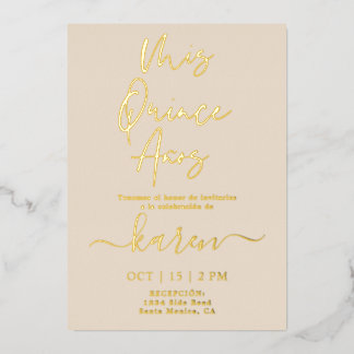 Real Gold Foil Quinceañera Einladung