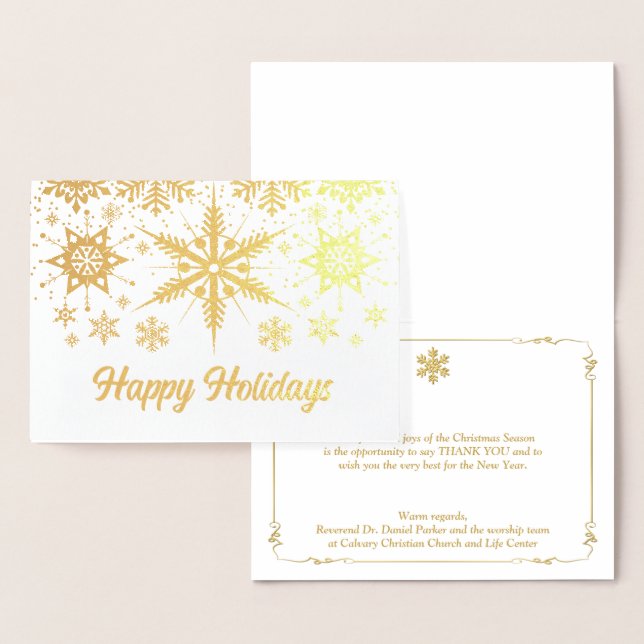 REAL Gold Foil Snowflakes Happy Holidays Card Folienkarte (Anzeige)