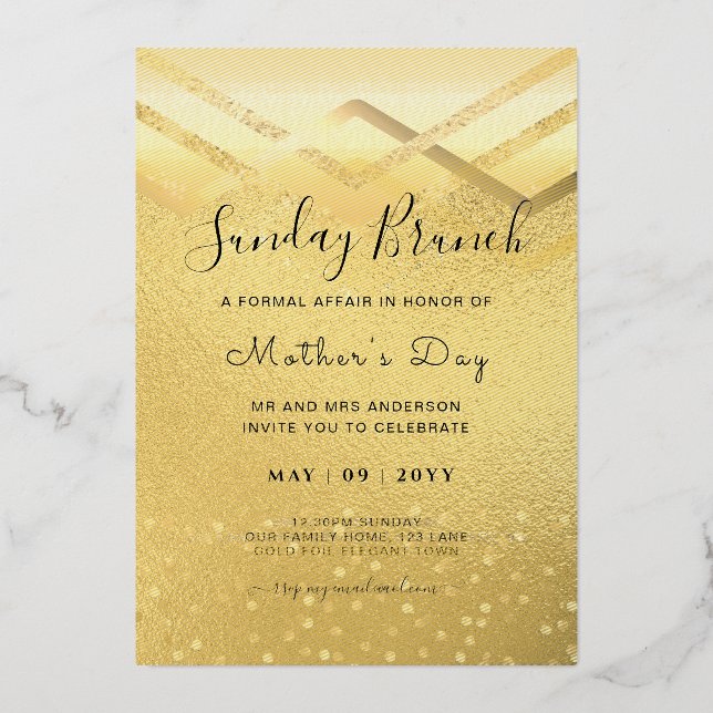 REAL GOLD FOIL Sonntag Muttertag Bruch Folieneinladung (Vorderseite)