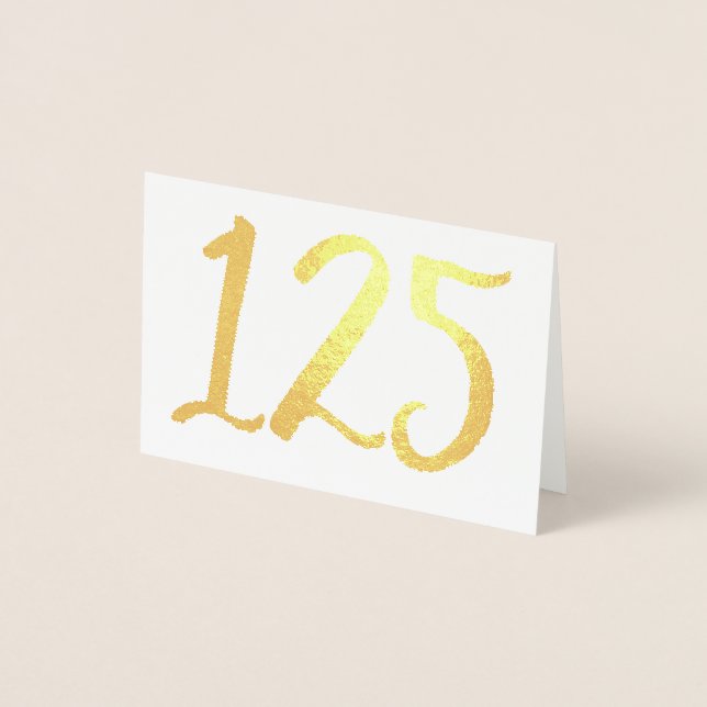 Real Gold Foil Wedding Tischnummern Card Weiß (Vorderseite)