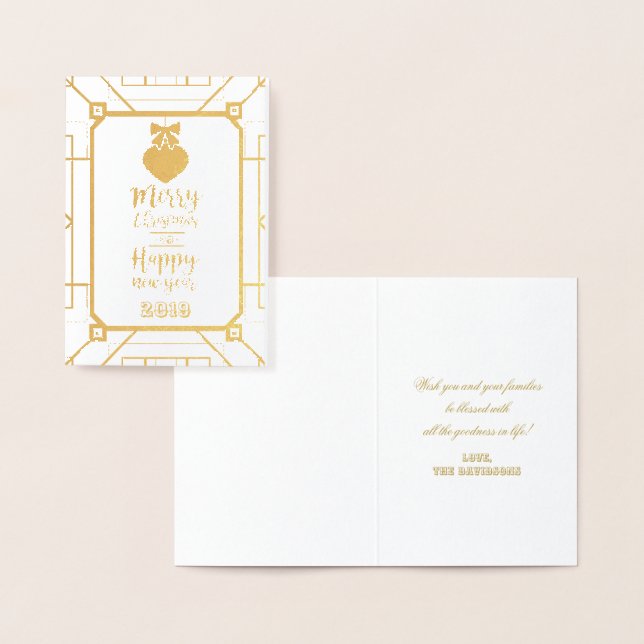 Real Gold Frohe Weihnachten und glückliche Neujahr Folienkarte (Anzeige)