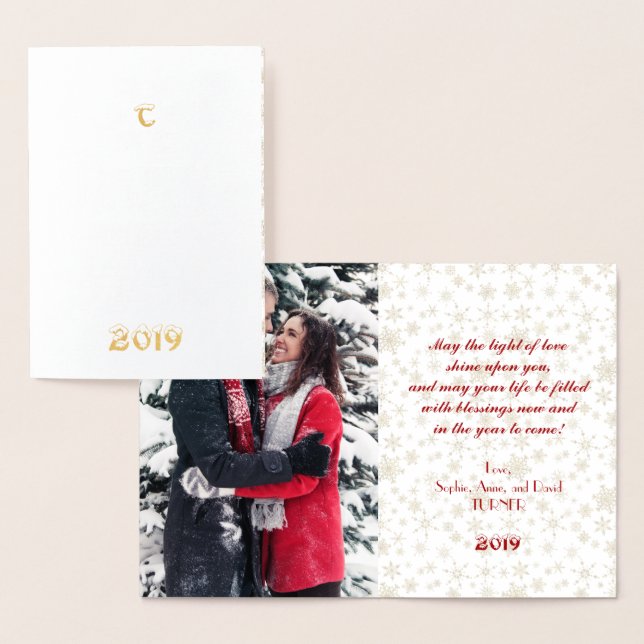 Real Gold Happy New Year Foto Folienkarte (Anzeige)