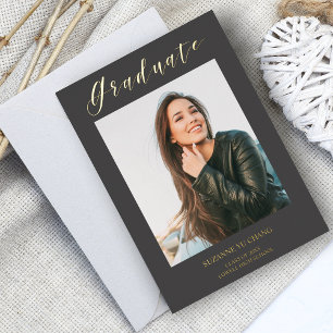 Real Golden Modern Typografy Foto Graduate Folieneinladung