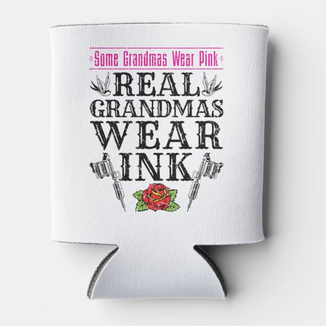 Real Grandmas Trak Tattoo Tattooed Großmutter Dosenkühler (Vorderseite)