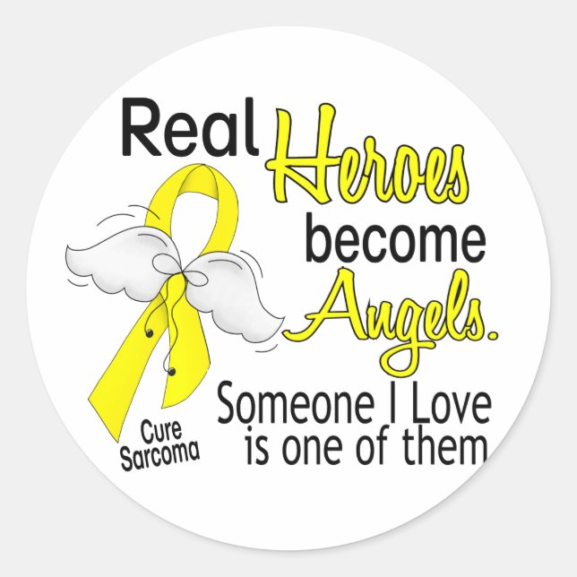 Real Heroes wird Angels Sarcoma Runder Aufkleber (Vorderseite)