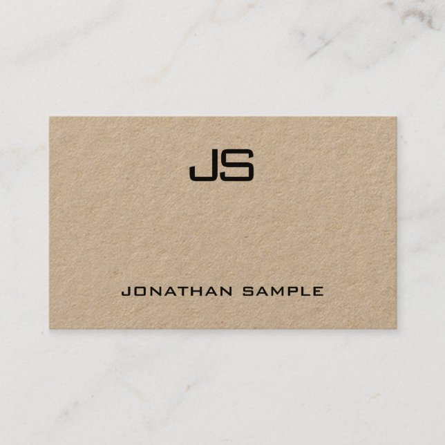 Real Kraft Paper Modern Beruflich Mit Monogramm Visitenkarte (Vorderseite)