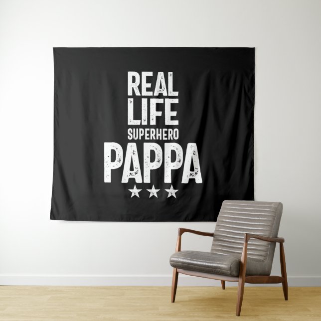 Real Life Superhero Pappa | Father Gift Wandteppich (Beispiel (Horizontal))