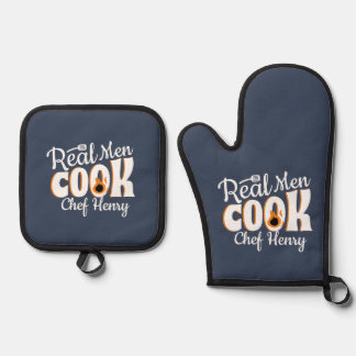 Real Men Cook Custom Koch Vater Vatertag Ofenhandschuh & Topflappen-Set
