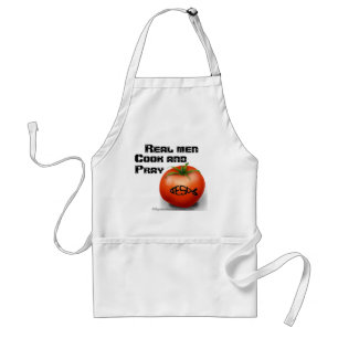 Real men cook pray and eat Customize it Schürze