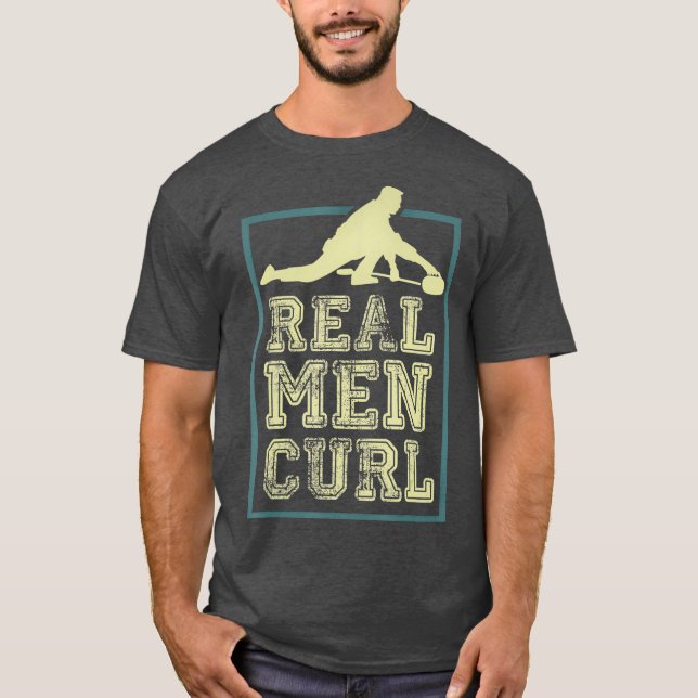 Real Men Curling Curler Geschenk T-Shirt (Vorderseite)