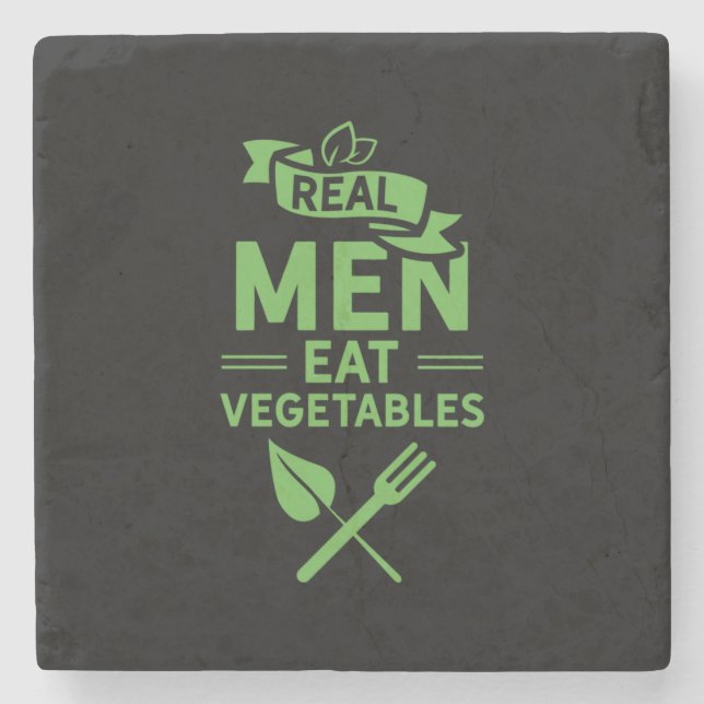 Real Men essen Gemüse Steinuntersetzer (Vorderseite)