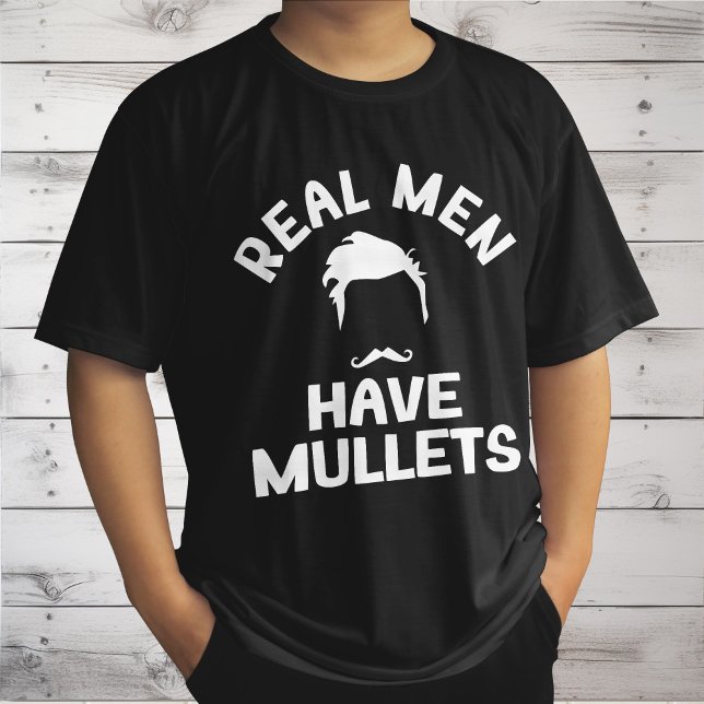 Real Men haben Mullets, feines Friseur-Stil lange  T-Shirt (Von Creator hochgeladen)