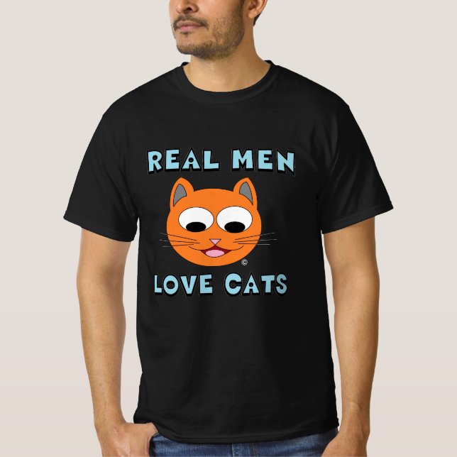 REAL MEN LIEBE CATS Cat Lover T-Shirt (Vorderseite)