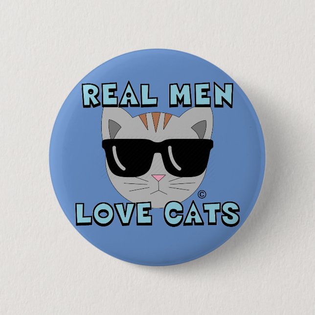 REAL MEN LIEBE CATS Cat Wearing Sonnenbrille Button (Vorderseite)