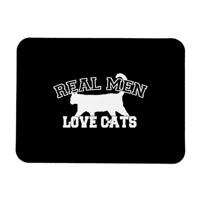 Real Men Liebe Cats Grafisches Design auf schwarze Magnet (Horizontal)