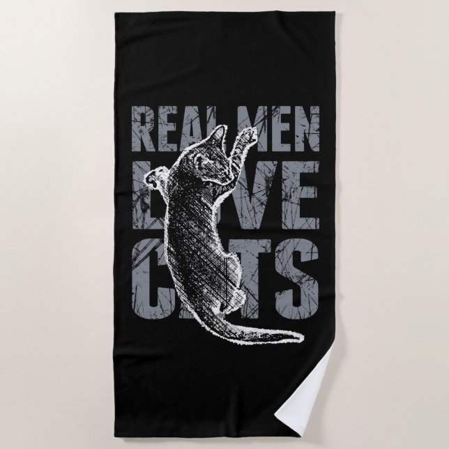 Real Men Liebe Cats Scratchy Style Strandtuch (Vorderseite)
