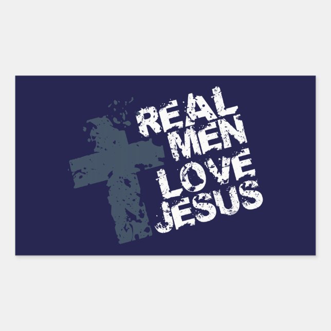 Real Men Liebe Jesus Rechteckiger Aufkleber (Vorderseite)