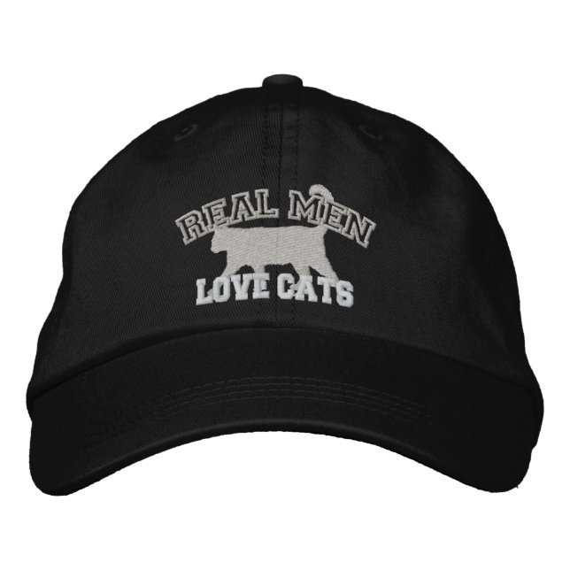 Real Men Liebe Katzen Bestickte Baseballkappe (Vorderseite)