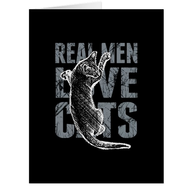 Real Men Liebe Katzen in Grunge Style auf Black (Vorderseite)