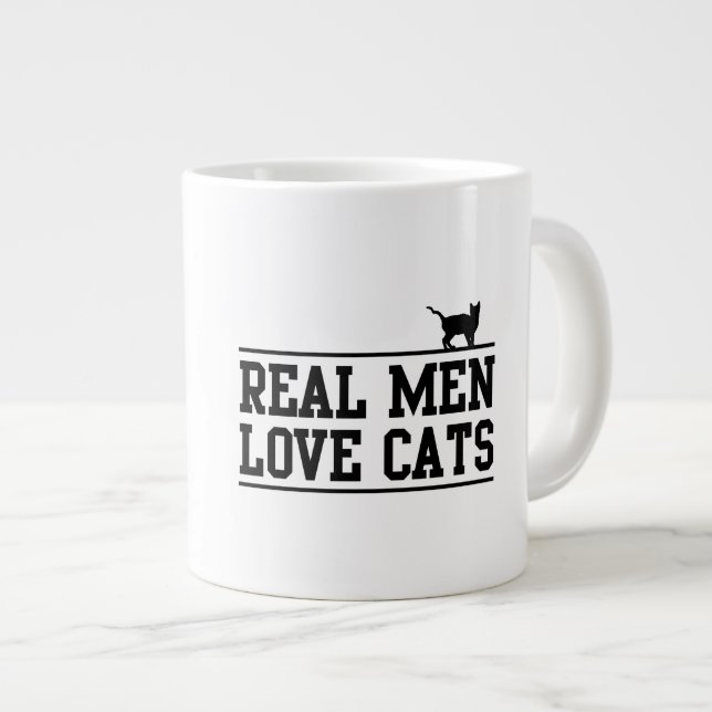 Real Men Liebe Katzen Jumbo-Tasse (Vorderseite Rechts)