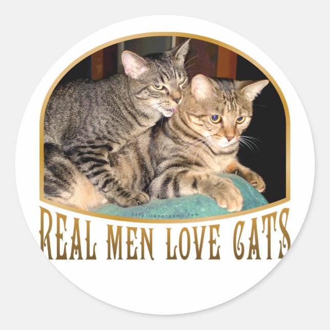 Real Men Liebe Katzen Runder Aufkleber (Vorderseite)