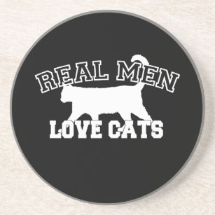 Real Men Liebe Katzen Weiße Silhouette Untersetzer