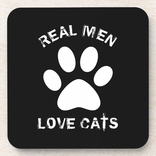 Real Men-Liebe Katzenbenutzerdefinierter Text Pers Getränkeuntersetzer (Vorderseite)