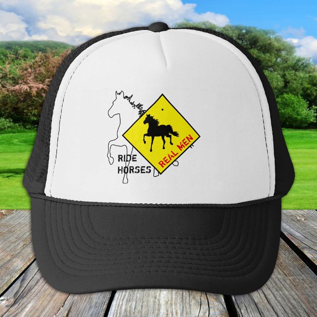 Real Men Ride Pferde & Black Horse Party / Rodeo Truckerkappe (Von Creator hochgeladen)
