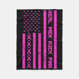 Real Men Rock Pink Ribbon Brustkrebs Bewusstsein Fleecedecke
