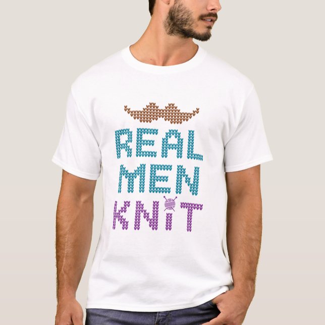 Real Men Strick Knitter T-Shirt (Vorderseite)