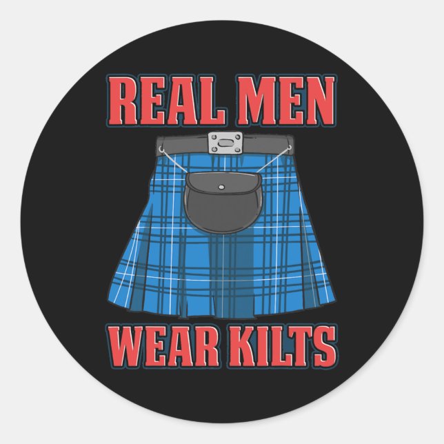 Real Men Wear Kilts Funny Scottish Kilt Scotland Runder Aufkleber (Vorderseite)