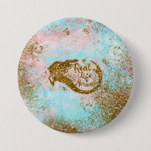 Real Mermaid Life - Glitzer Goldmedaille Button
