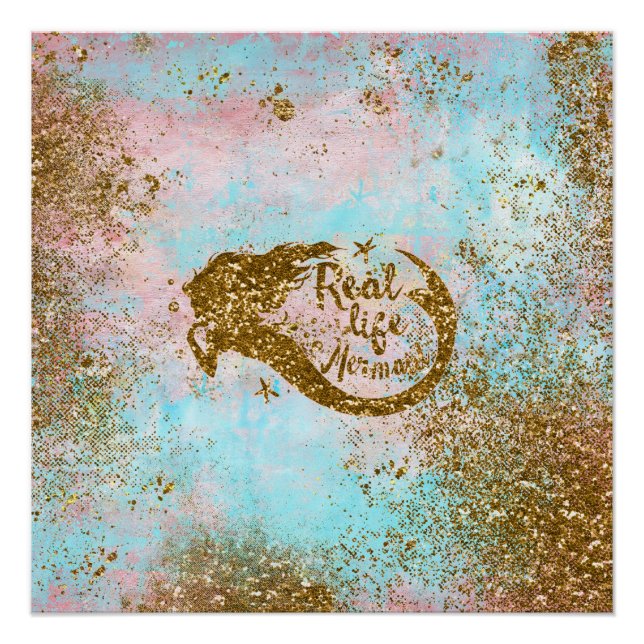 Real Mermaid Life - Glitzer Goldmedaille Poster (Vorderseite)