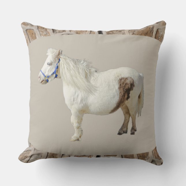 Real Mini Pony Mini WHITE HORSE kleines Tier Kissen (Vorderseite)
