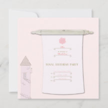 Real Princess Scroll Einladung Rosa