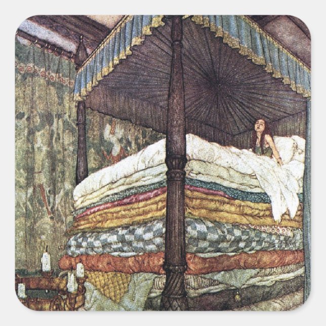 Real Princess von Edmund Dulac Quadratischer Aufkleber (Vorderseite)
