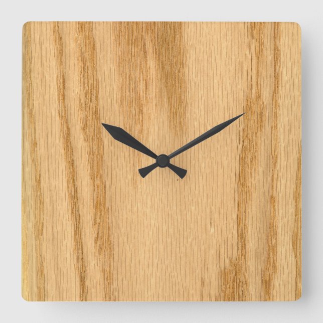 Real Red Oak Veneer Woodgrain Quadratische Wanduhr (Vorderseite)