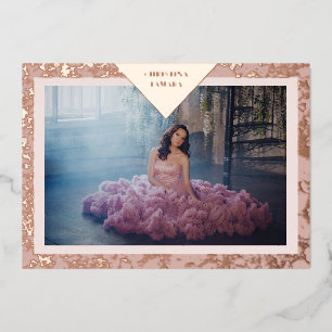 Real Rose Gold Extravagant Textur Spanisch Mis XV  Folieneinladung
